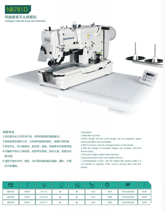 nb781d 电脑直驱平头锁眼机 重庆缝纫机|南邦缝纫设备